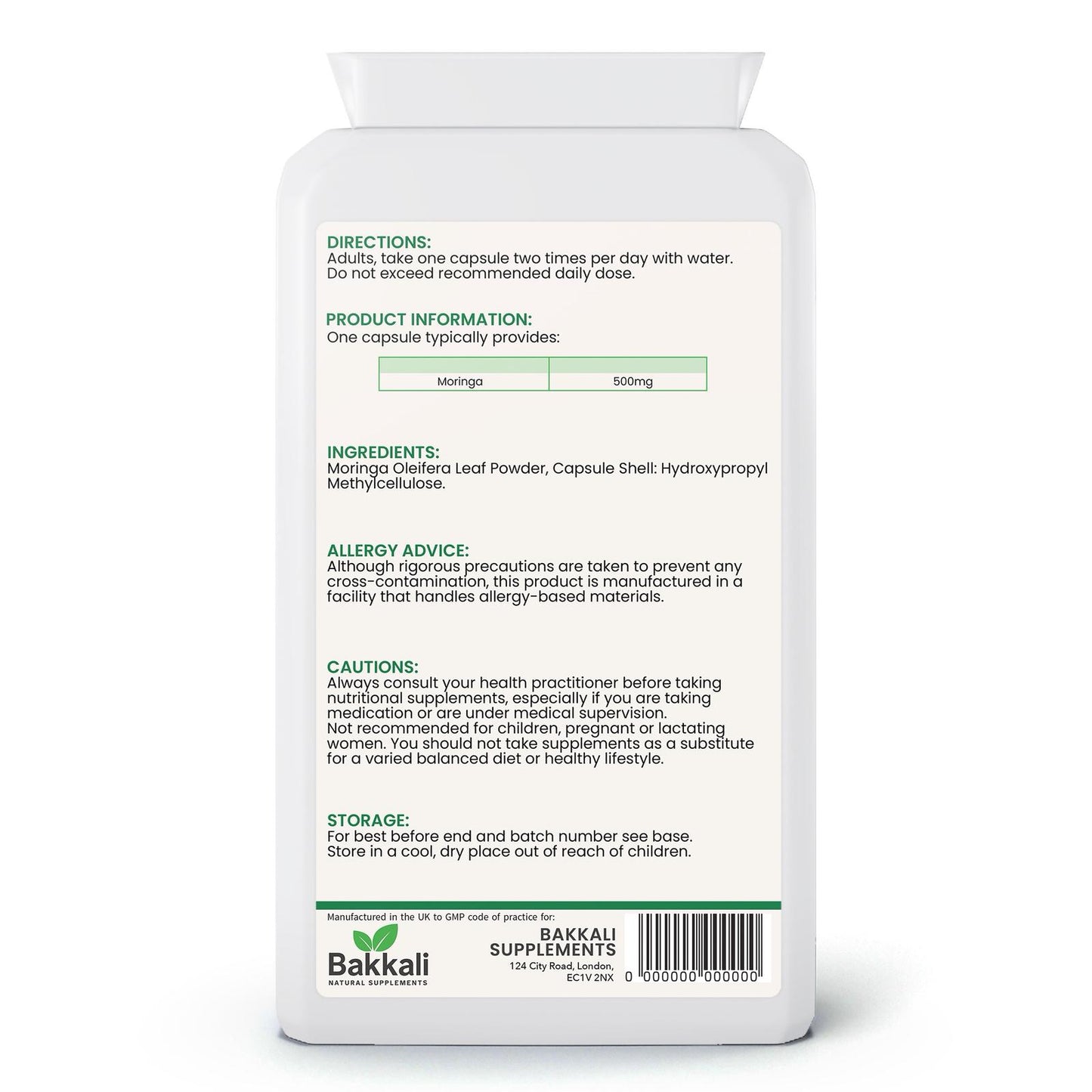 Buy Organic Moringa Capsules – 1000mg – 120 Vegan Tablets