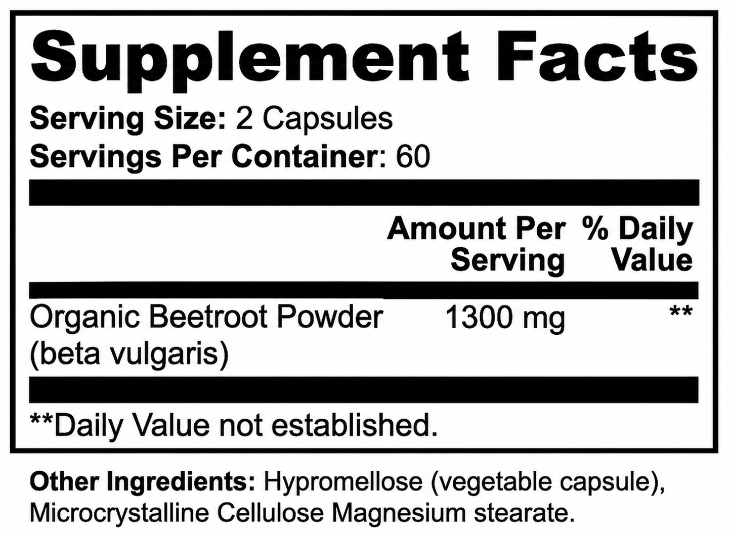Organic Beetroot Capsules, 1300mg, 30 Day Supply, to Support Circulation And Vitality