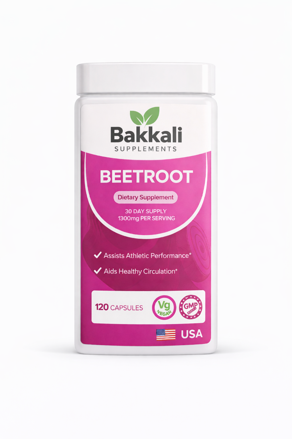 Organic Beetroot Capsules, 1300mg, 30 Day Supply, to Support Circulation And Vitality