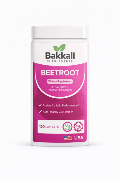 Organic Beetroot Capsules, 1300mg, 30 Day Supply, to Support Circulation And Vitality